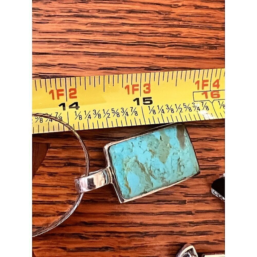 Vintage 925 Sterling Silver Set Necklace Ring Turquoise - Picture 8 of 8
